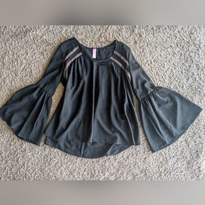 Chic Black Bell Sleeve Blouse
